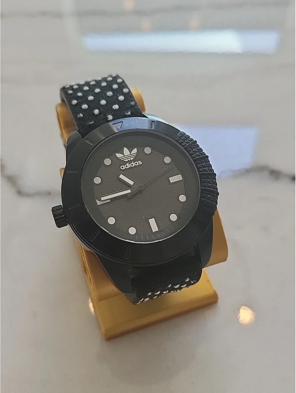 Adidas Watch Adh3053 Black 43mm Quartz Mens Watch Works New Battery OriginalBand